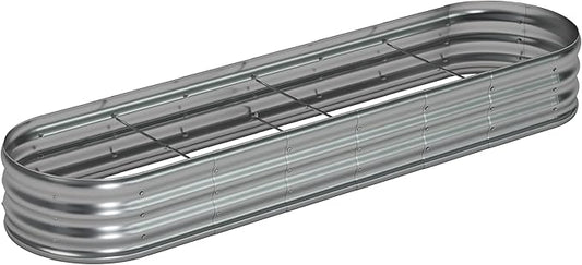 8x2x1ft Oval Galvanized Raised Garden Bed,Outdoor Planter Box Metal Patio Kit Planting Bed for Vegetables Flowers and Succulents