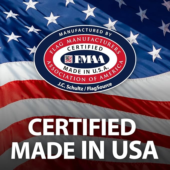FlagSource FMAA Certified PolyExtra Polyester American Flag with Embroidered Stars and Sewn Stripes, Made in the USA, 5x8'