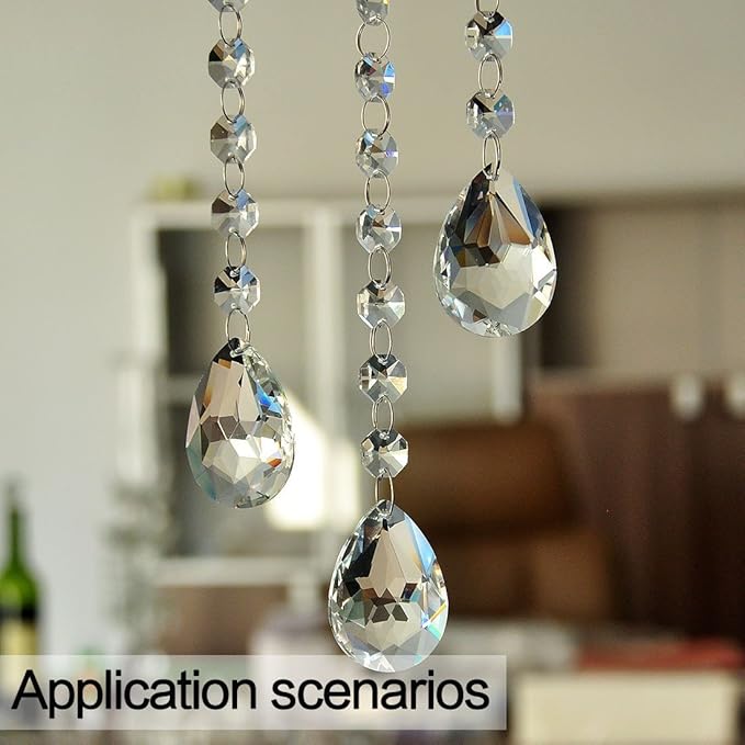 H&D 10pcs 50mm Chandelier Crystal Prisms Pendants - Clear Crystal Teardrops Parts