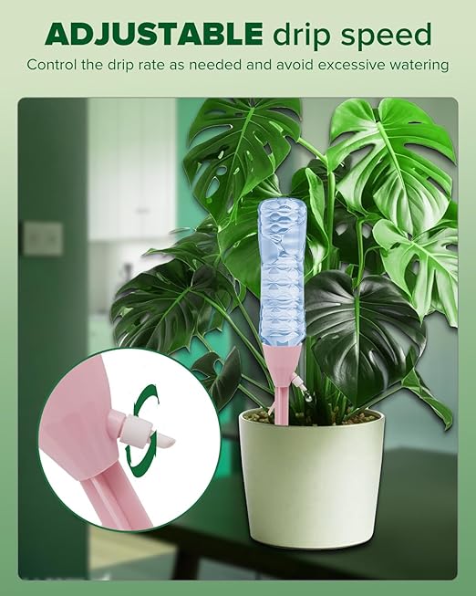 12 Packs Self Watering Planter Drip, Automatic Drip Irrigation Stakes with Adjustable Valve, Adjustable Water Flow System, Self Watering Planter Insert Devices for Indoor and Outdoor Plants