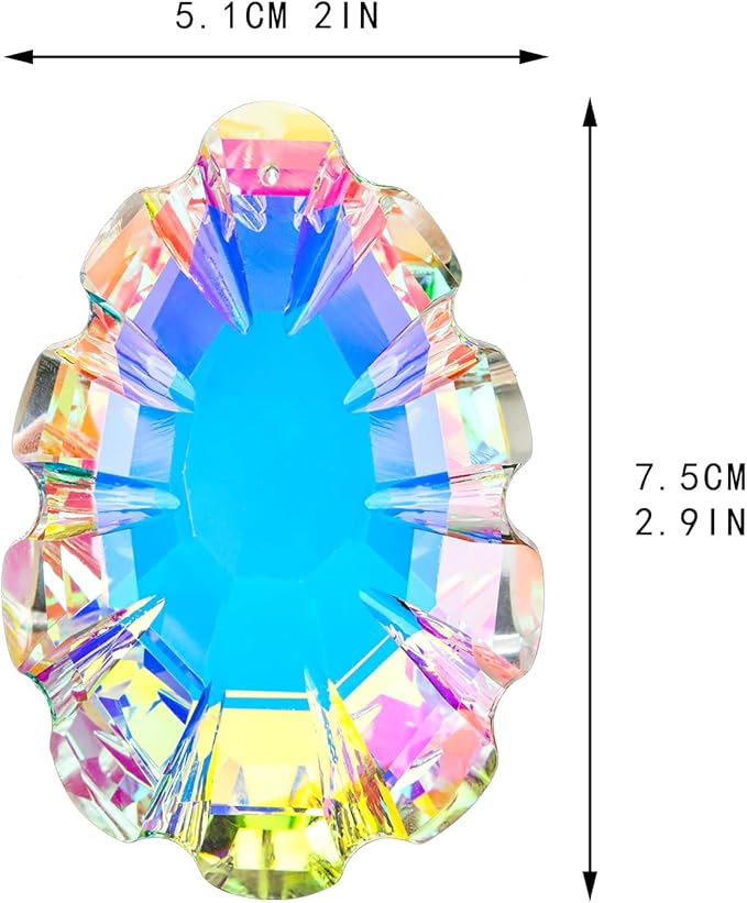 HDCRYSTALGIFTS Set 2 Crystal Sun Catchers for Window Protect Bird Strike, AB Colored 76mm Hanging Ornaments for Windows Rainbow Prism Suncatchers Garden Home Decor