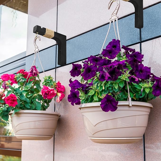2 Pack Plant Hanger Hooks for Indoor Hanging Plants, Hanging Planters for Indoor Plants Farmhouse Wooden Hanging Basket Wall Hooks for Outdoor Flower Pots Lanterns Wind Chime Lights Garden Decoration