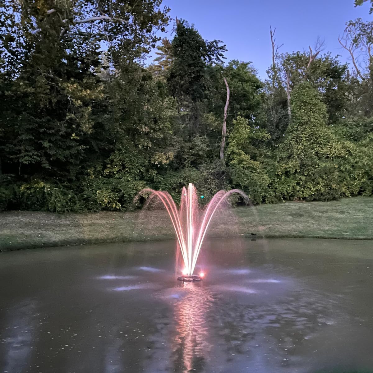 HALF OFF PONDS Floating Fountain – 3/4 HP Pond Aerator, 100' Cord – 8,000 GPH Water Pump – 11 Spray Patterns - Color-Changing LED Lights - for Ponds, Lakes & Water Gardens