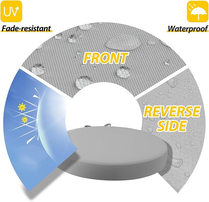 AAAAAcessories Outdoor Seat Cushions for Chairs, Waterproof, Fade-Resistant Patio Furniture Replacement Cushions, 15" x 15" x 2", Set of 2, Gray