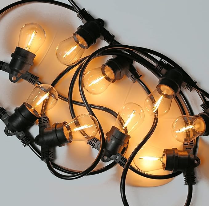 48 Pack S14 LED String Light Bulbs, 1W Shatterproof & Waterproof Outdoor Indoor Replacement Bulbs, E26 Base Edison LED Light Bulbs Warm White 2200K. (S14 48Pack)