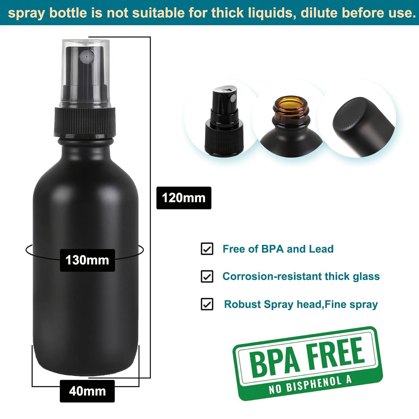 Frosted Black Glass Small Spray Bottle 2 oz 24 Packs,Fine Mist Sprayer Small Clear Bottles,Refillable Containers mini spray bottles for Cleaning Solutions and Skin Care (Frosted Black 24pcs)