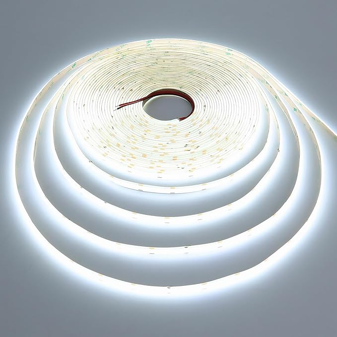 15M/49.2ft 24V COB LED Strip Light Waterproof IP65 Cool White 6000K Uniform Glow 5760LEDs CRI 93+ Flexible LED Tape Lights for DIY Cabinet Bedroom Kitchen Home Decor(No Power Supply)