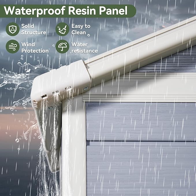 Aoxun 6X8 FT Resin Outdoor Storage Shed with Floor, Plastic Garden Shed with Lockable Door and Window, Tools House to Store Patio Furniture, Bike Accessories, Garbage Can and Lawn Mower - Grey