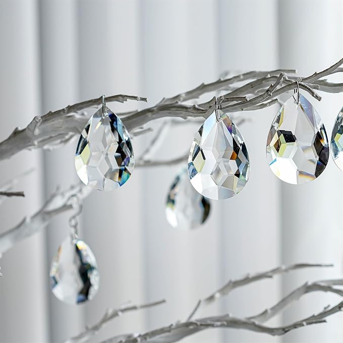 H&D 10pcs 50mm Chandelier Crystal Prisms Pendants - Clear Crystal Teardrops Parts