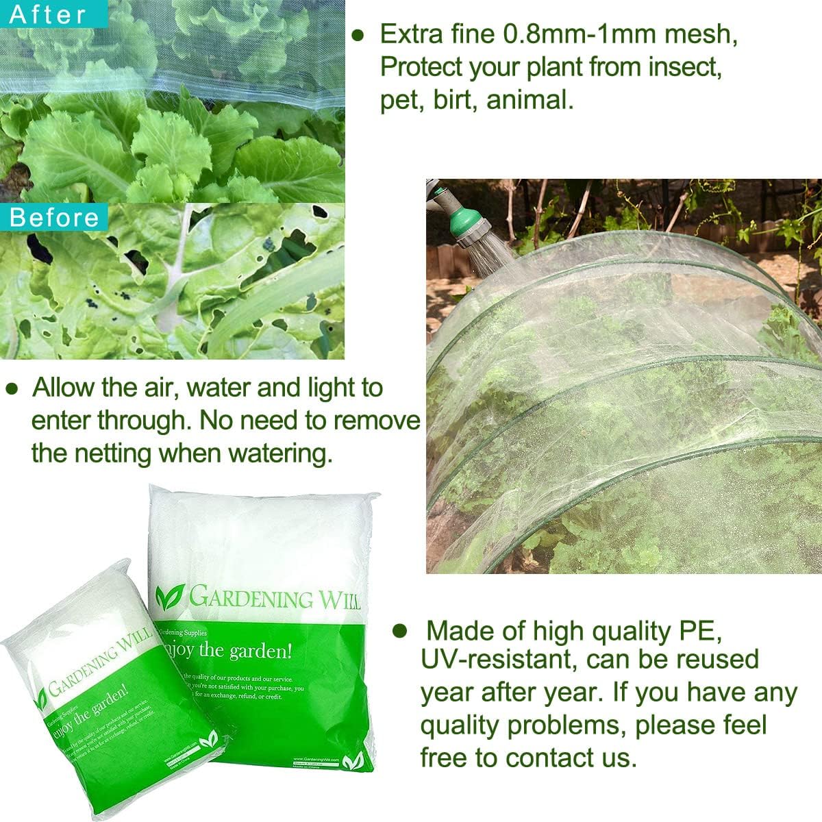 10x10Ft Mosquito Bug Insect Bird Fine Mesh Net Barrier Hunting Blind Garden Screen Netting for Protect Your Plant Fruits Flower