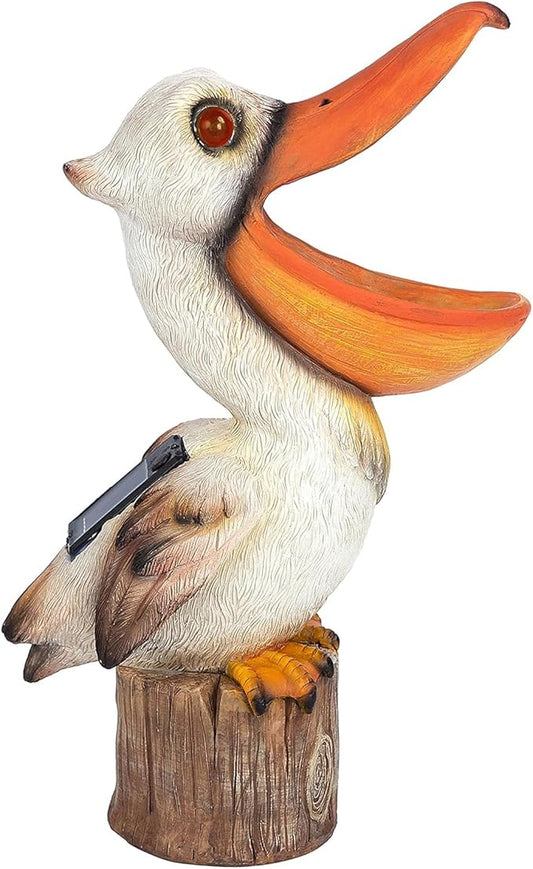 Elenon Garden Pelican Decor Solar Lights, Solar Pelican Garden Figurines Outdoor Decorative, Solar Yard Art Garden Sculptures & Statues for Patio Yard Pathway