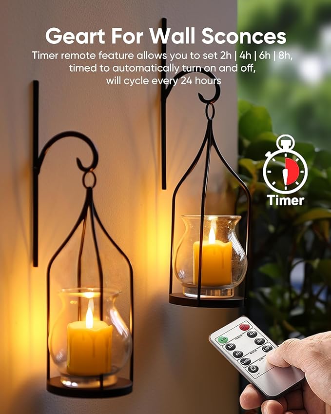 Homemory 2" x 2" Timer Remote Control Flickering Flameless Votive Candles, Realistic Battery Operated, 6Pack 3D Wick Electric Fake for Christmas, Wedding, Home Decorations