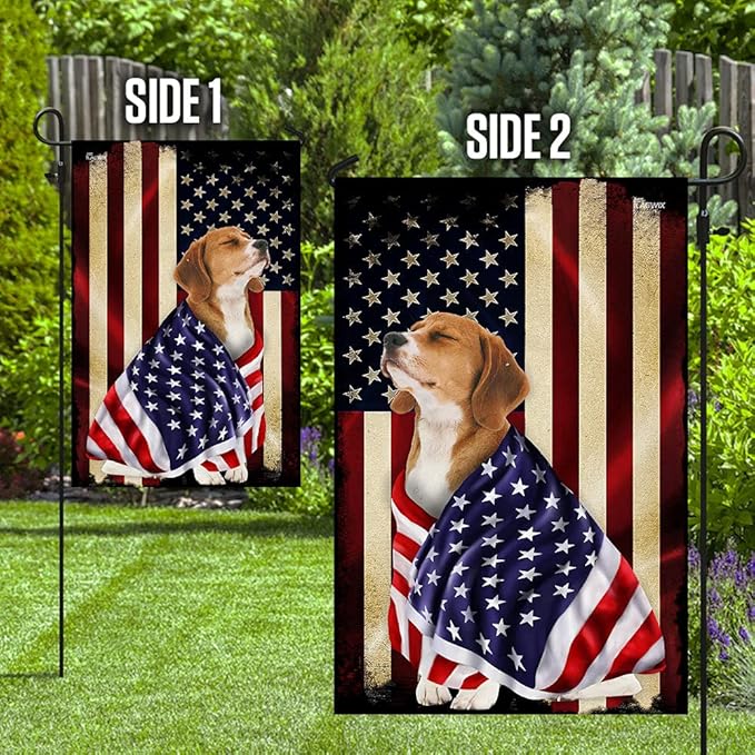 FLAGWIX Beagle Flag - Outdoor Beagle Decorations, Garden Flag (11.5" x 17.5"), Heavy-duty Canvas Patriotic Double Sided Flag Dog Lover Garden Decor