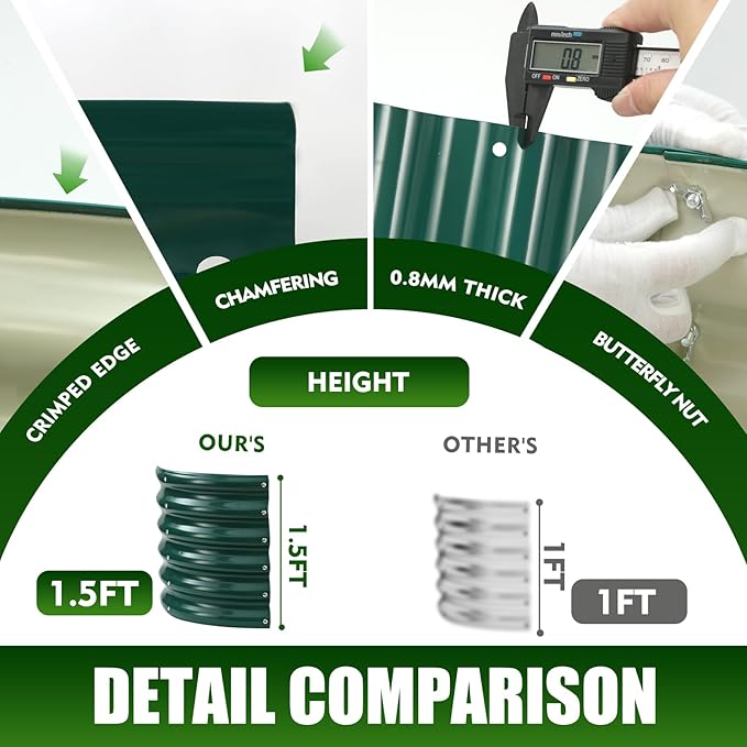 17" Tall Elevated Round Metal Rised Garden Bed- 2'x2' in Size and 0.8MM Thick Durable Planter Box for Vegetables Flowers Succulent at Patio/Garden Outdoor (Dark Green, 2FT Diameter)