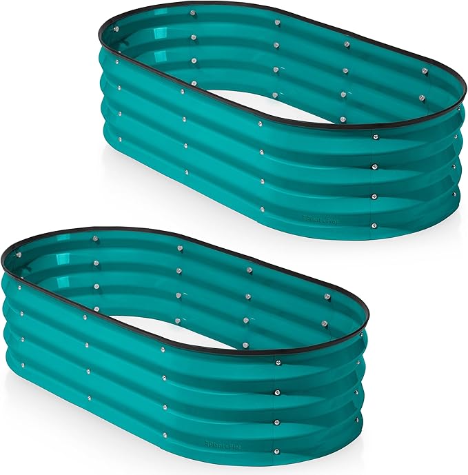 Galvanized Raised Garden Beds Outdoor // 4×2×1 ft (2-Pack) Planter Raised Beds for Gardening, Vegetables, Flowers (Turquoise) // Large Metal Garden Box