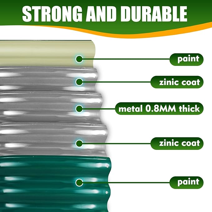 17" Tall Elevated Oval Metal Raised Garden Bed - 5ft x 2ft in Size and 0.8MM Thick Durable Planter Bed/Box for Vegetables Flowers Succulent at Patio/Garden Outdoor (Dark Green, 5X2X1.4 FT)