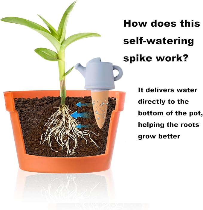4-Pack Self-Watering Terracotta Spikes for Plants, Automatic Plant Watering Stakes, Keeps Plants Hydrated While You're Away, Ideal for Indoor & Outdoor Use (Teapot Design)