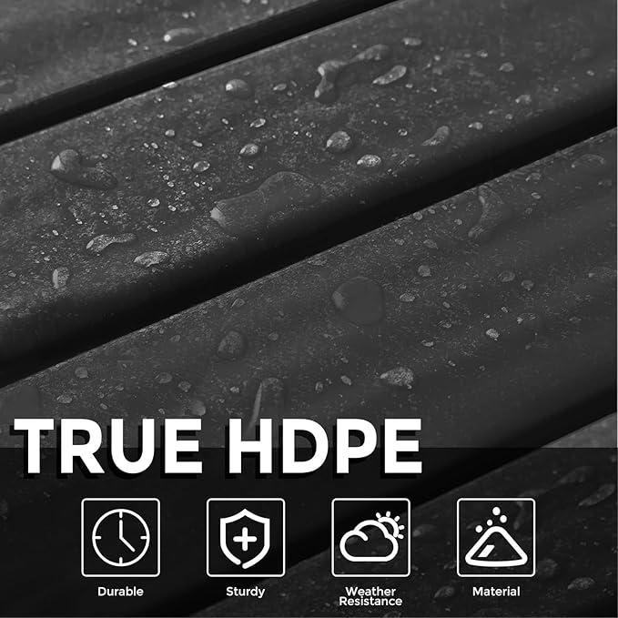 Adirondack Square Outdoor Side Table,2-Tier Storage Patio Side Table, HDPE End Tables for Backyard Pool Porch Garden Lawn(Black)