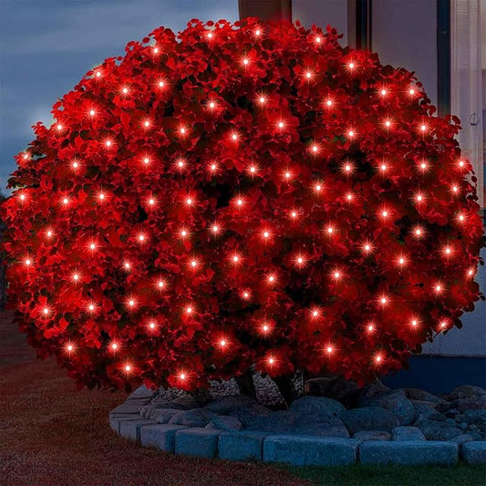 6Ftx4Ft LED Christmas Net Lights Green Wire,Connectable UL Certified Waterptoof Net Lights for Bushes Trees Shurb Garden Outdoor Christmas Decorations