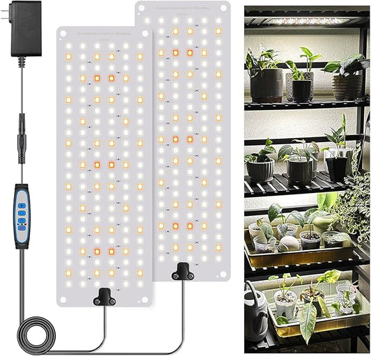 Garpsen Grow Lights for Indoor Plants, 276 LEDs Full Spectrum Plant Light with Auto Timer 6/12/16H, 3 Color Modes & 5 Dimmable Levels, 24W UL Adapter Growing Lamp Panel for Plant Stand Indoor(2Panels)
