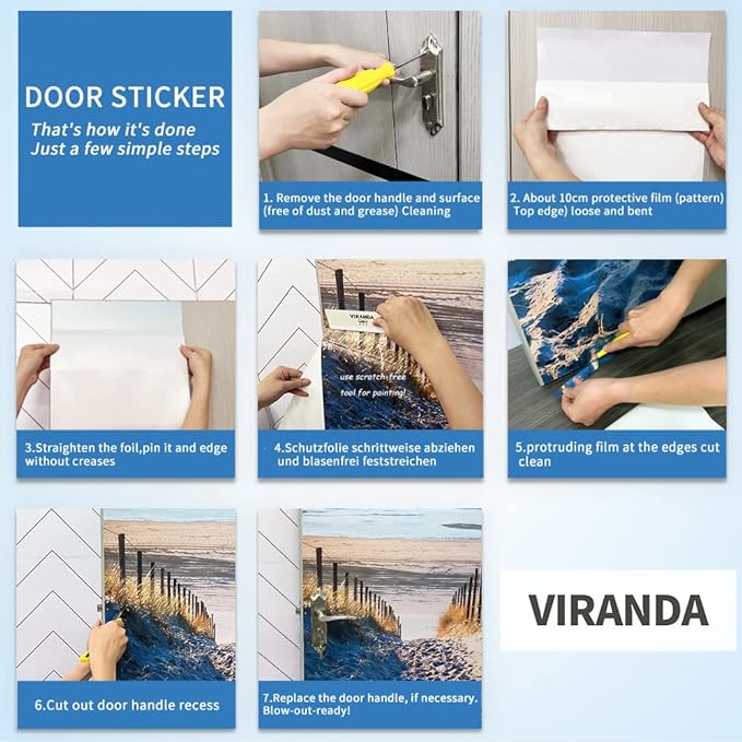 3D Door Stickers Murals - Peel and Stick - Stairs - Door Wallpaper - Self-Adhesive - Removable - PVC - Waterproof - Brown - Modern - 33.9" x 78.7"
