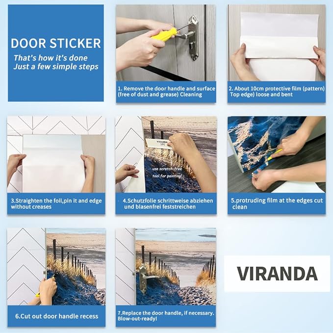 3D Door Stickers Murals - Buddha Statue - Peel and Stick - Waterproof & Washable - Matt Finish - Modern Style - White - 31.5" x 78.7" - 2 Pieces