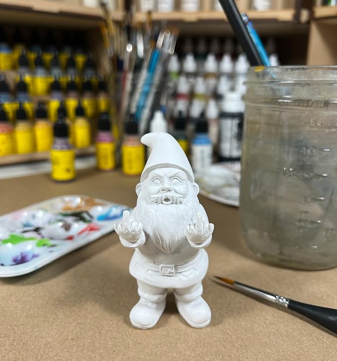 Gnometastic Gnude Mini Gnomes - Double Bird Unpainted Gnome Statue, 3.5in Tall - DIY Paint Your Own Gnome - Polyresin Indoor/Outdoor Funny Garden Gnomes to Paint for Adults