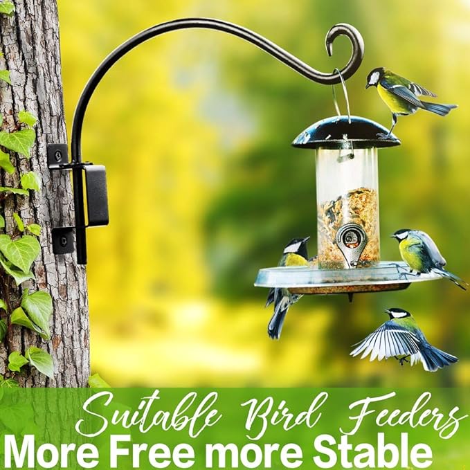 AJART Bird Feeder Hanger of Swivel Hanging Plant Bracket for Outdoor(Black) More Suitable for Outside birdhouses Plant Hooks (12"-2PCs)