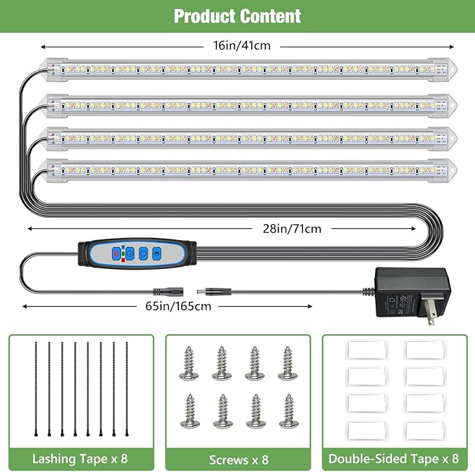 Grow Lights for Indoor Plants, 16" Full Spectrum Plant Grow Light Strip with Upgrade Timer 6/12/16 Hrs, 3 Spectrum Modes, 240 LEDs Sunlike Growing Lamp for Seedlings Hydroponics Succulent