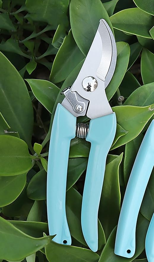 5pcs Garden Flower Shears Pruning Shears 6.9 inches Scissors Heavy Duty Plant Scissors for Cutting Flowers, Trimming Plants, Bonsai, Fruits Picking (Blue Handle 5pcs)