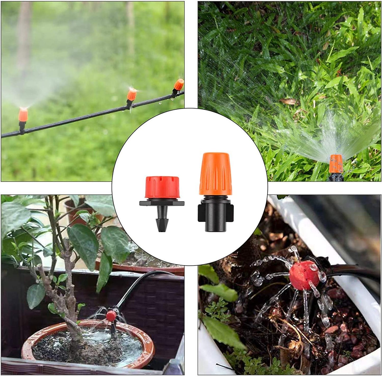 FAMILY'S BACKYARD 164FT Drip Irrigation System,Irrigation System for Garden Watering System,drip Irrigation kit1/2inch to 1/4inch Irrigation Tubing Hose Adjustable Nozzle Emitters Barbed Fittings