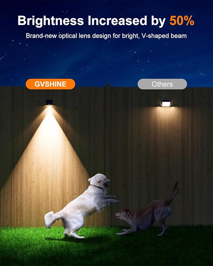 16 Pack Decorative Solar Powered Fence Lights Outdoor Waterproof with Cool White LED Spot Lens, for Outside Wall, Deck, Patio, Yard, Rail, Garage, Pool, Designed for Enhanced Security, Easy Install