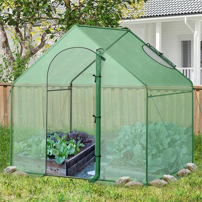 71x40x66 Walk-in Mini Greenhouse Kit for Outdoors with Durable Greenhouse Plastic Cover, 4-Tier Small Green Houses for Outside Gardening & Plant Protection, Portable Indoor Green House