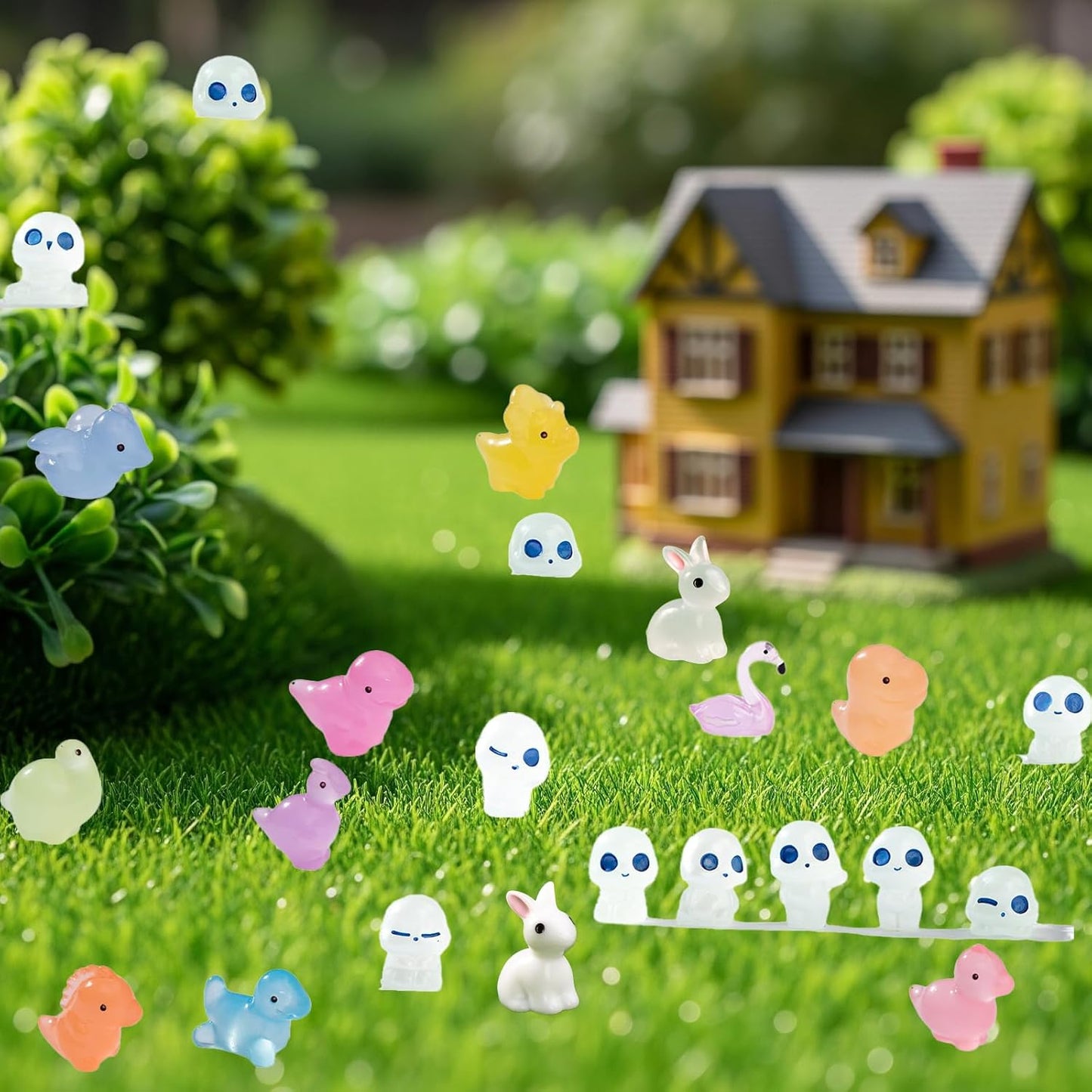 115 Pcs Glow-in-Dark Mini Resin Animals Miniature Animals Figurines Tiny Little Glow in Dark Small Animal Figures to Hide Mini Animals Micro Landscape Ornaments Fairy Garden Accessories