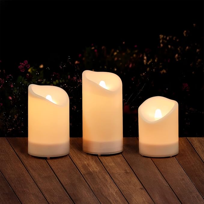 2 in 1 Rechargeable Candles, USB Solar Candles Outdoor Waterproof, Long Lasting Battery Operated Led Electric Flickering Flameless, for Outdoor Lanterns, Wedding, Christmas, Table Decorations