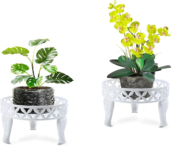 2 Pack White Plant Stand, Metal Plant Stands Outdoor Indoor, Anti-Rust Planter Stands Plant Shelf, Flower Pot Stands for Multiple Plants,Display Shelves Potted Plant Holders for Garden Patio