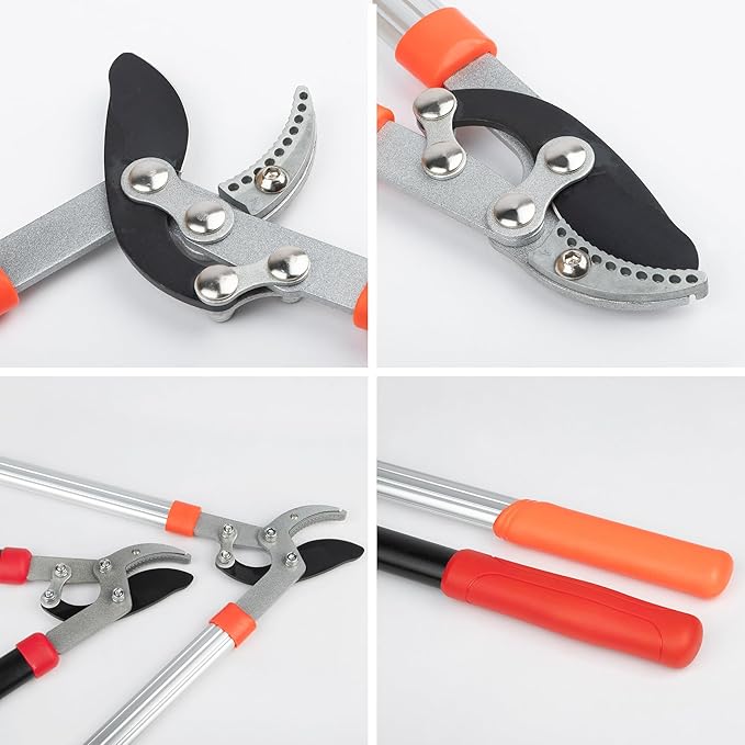 Heavy Duty Garden Lopper Pruning Shears, Aluminum Alloy or Carbon Steel, Tree Branch Cutter with Non-slip Handle, Labor-saving Gardening Tools, Yard, Orchard (Vigorously cut black steel)