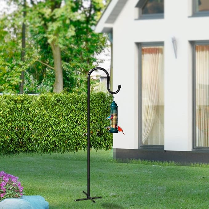 5-Prong Shepherd Hooks for Outdoor, Heavy Duty Iron Garden Hooks for Hanging Plants, Bird Feeders, Lanterns, Solar Lights, and Wedding Decor – Rust-Resistant, Adjustable, Easy to Install 36 Inch