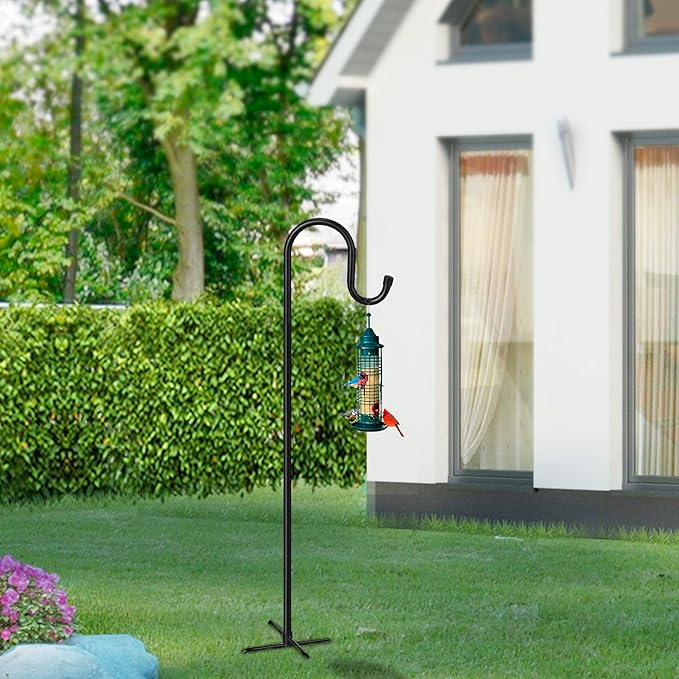 Adjustable Shepards Hooks for Outdoor with 5 Prong Base Shepherds Hooks for Outdoor Stand Pole for Humming Bird Feeder for Hanging Solar Lights Outdoor Garden Wedding Decor (48in)