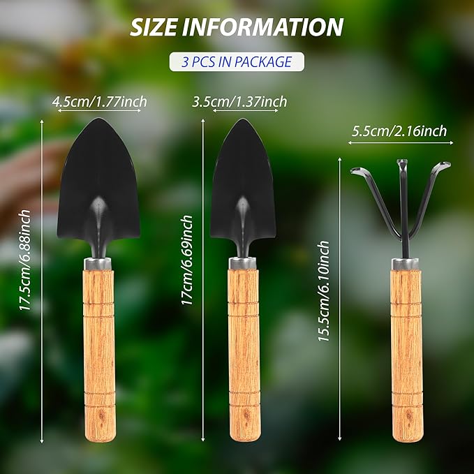 Gardening Tool Set:3 Small Garden Tool, Garden Spade Hand Shovel,Shovel, Trowel and rake. Garden Spade Hand Shovel, Weeding, and Transplantation