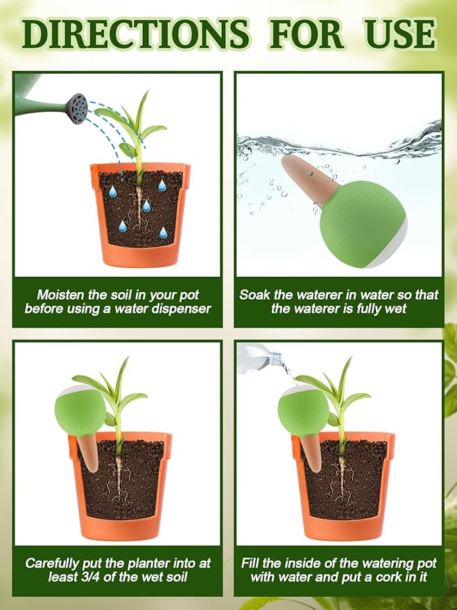 4Pcs Plant Watering Globes, Kalolary Large Terracotta Automatic Watering Stake Devices with Wooden Stopper for Pots, Planters, Indoor, Outdoor