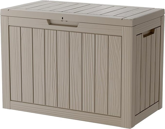 45 Gallon Lockable Resin Deck Box, Waterproof & UV-Resistant Outdoor Storage Box for Outdoor Cushion Storage, Garden Tools & Pool Accessories Storage, Gray