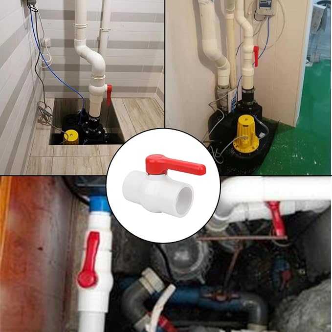 2-1/2" PVC Ball Valve Water Pipe Shut-off Valve Socket with Red T-Handle for Cold Water Supply lines, Irrigation Pipe fitting System(Socket x Socket), 2.50" PVC Water Shut-off Valves Fitting, SCH40