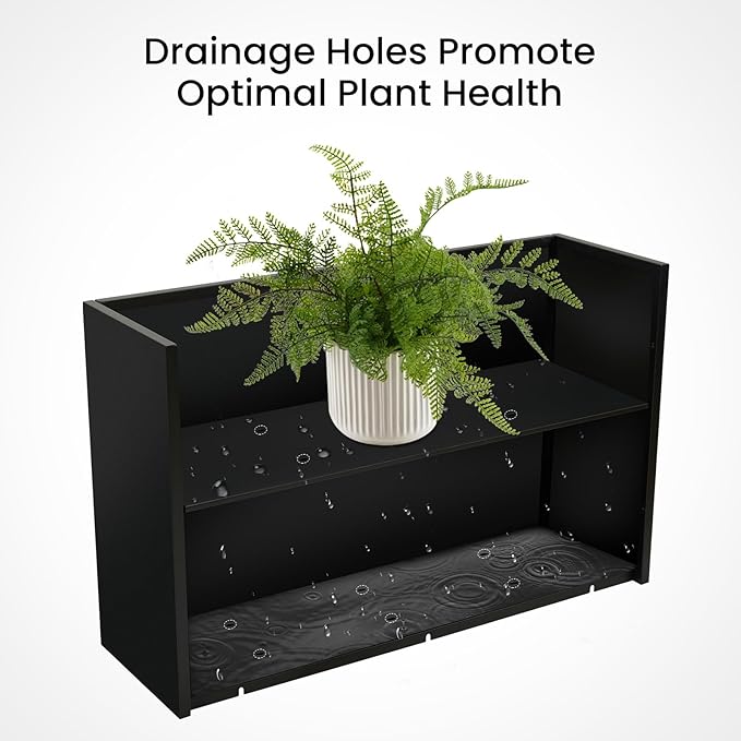 Heavy-Duty Steel Planter Box 30”x12”x24”, Rust-Resistant Large Outdoor & Indoor Plant Container, Metal Garden Box with Drainage Holes & Reinforced Edges