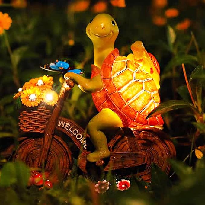 Garden Turtle Outdoor Statue -Solar Turtle Statue Outdoor with Lighted Sunflower,Turle Figurine for Garden Decor,Turtle Gifts for Women