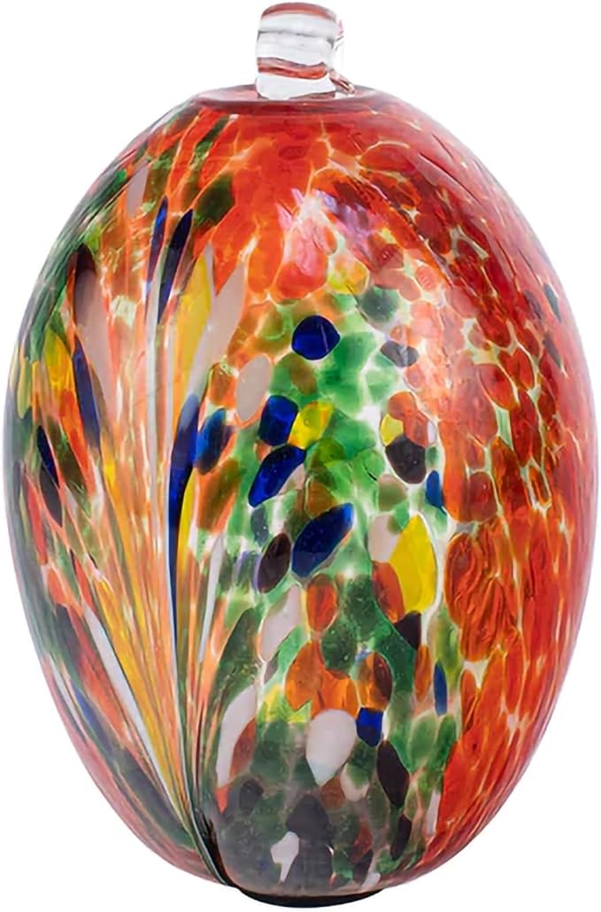 Echo Valley 4617 LED Solar Lanterns and Orbs, Luminous, Hand-Blown Art Glass Red