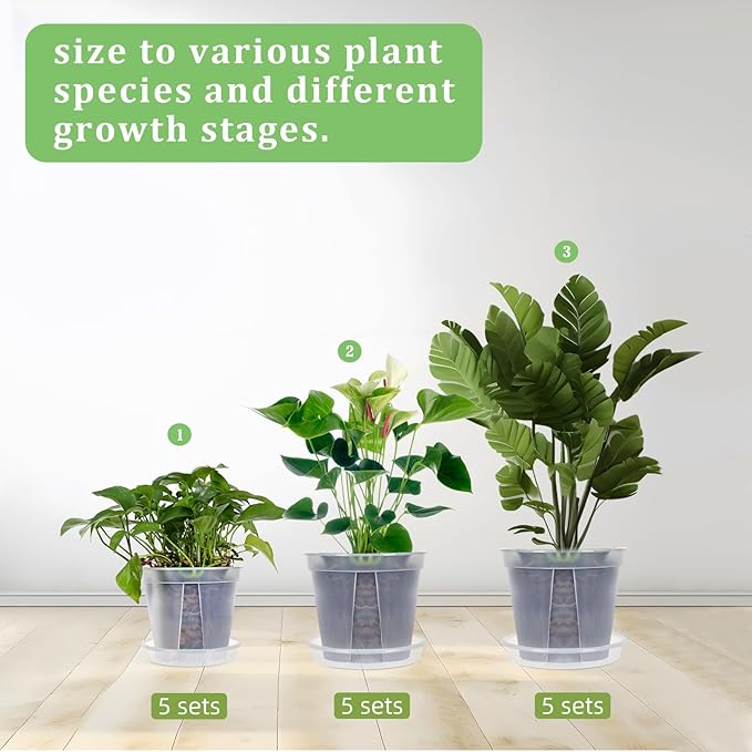 30Pcs Clear Nursery Pots with Drainage and Tray 5/6/7 Inch Plastic Clear Pots for Plants, Orchid Pot Outdoor Indoor Transplant Seedling Planter Pots with 100 Plant Labels,15-Set