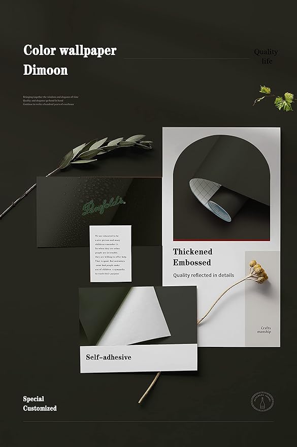 Dimoon 118''x17.7'' Green Peel and Stick Wallpaper Contact Paper Modern Self Adhesive Wall Paper Removable Renter Friendly Textured Solid Color Shelf Cabinet Vinyl Roll (118''x17.7'',Retro Green)