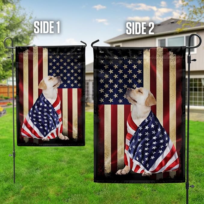 FLAGWIX Yellow Labrador Retriever Flag, Outdoor Labrador Decorations - 4th of July Decorations Outdoor, Garden Flag (11.5" x 17.5") - Heavy-duty Canvas American with Labrador Flag, Dog Garden Decor