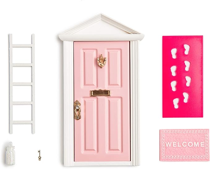 18.5cm Little Magical Fairy Door Opening with Accessories/Tooth Fairy Door for Fairy Tale Education Learning Toy Pretend Playset for Kids DIY Fairy Garden